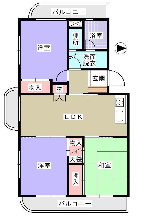 広島市東区戸坂新町のマンションの間取り