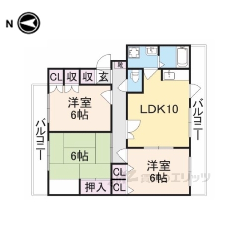 天理市川原城町のマンションの間取り