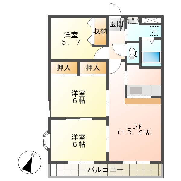 ハイム中川IIIの間取り