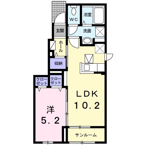 神栖市柳川のアパートの間取り