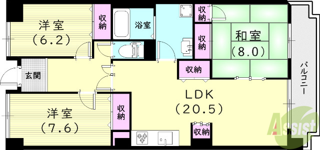 夙川リンデンハイムの間取り