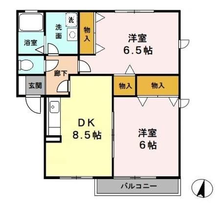 青梅市新町のアパートの間取り