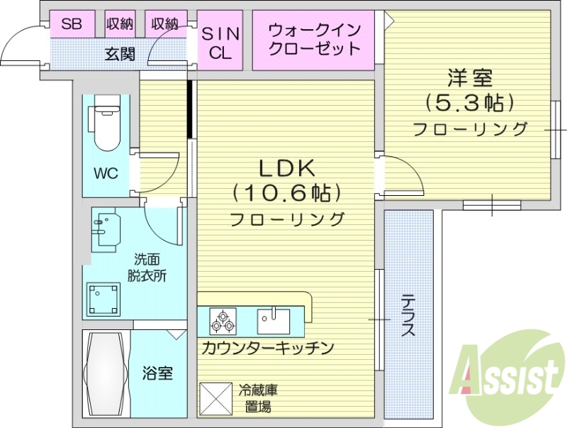 仙台市青葉区葉山町のアパートの間取り