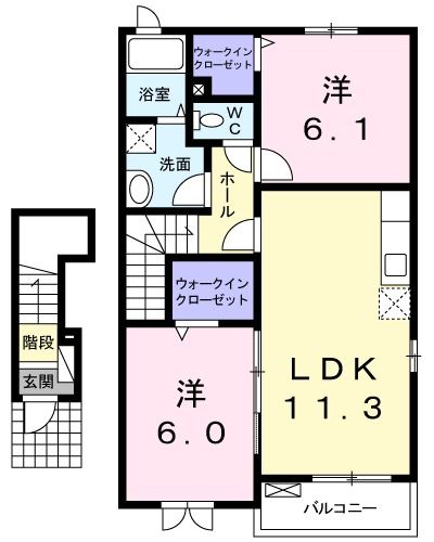 四国中央市妻鳥町のアパートの間取り