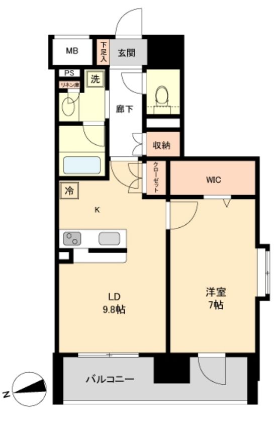 仙台市宮城野区鉄砲町中のマンションの間取り