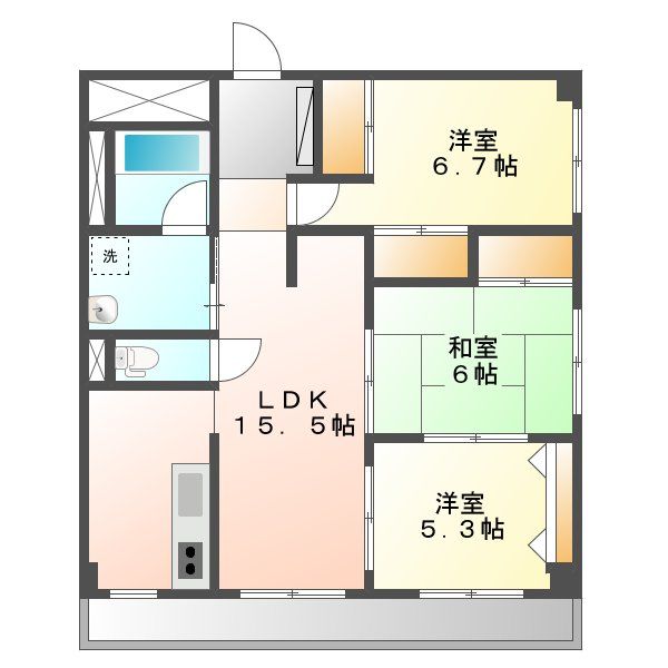 静岡市葵区音羽町のマンションの間取り