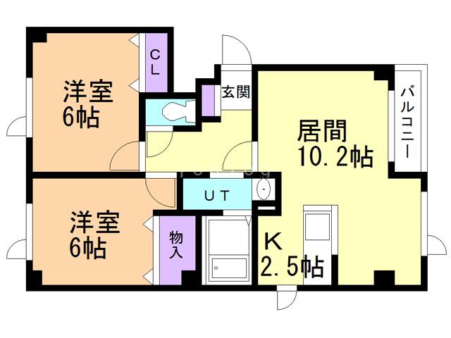 北斗市追分のアパートの間取り