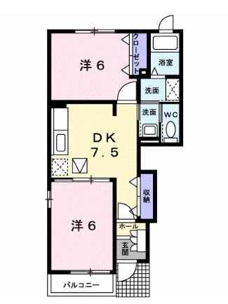 岡山市東区金岡東町のアパートの間取り