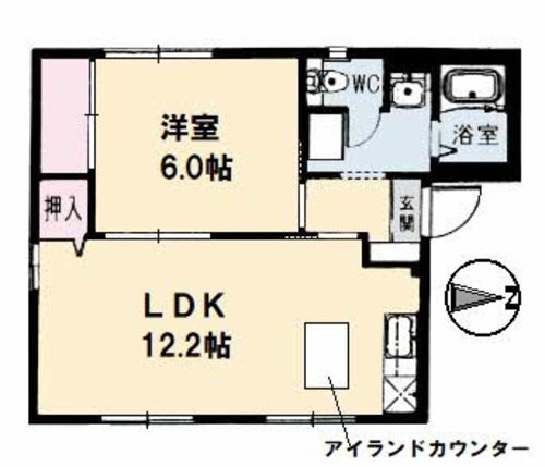 岡山市中区高島新屋敷のアパートの間取り