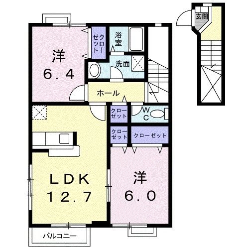 高萩市大字安良川のアパートの間取り