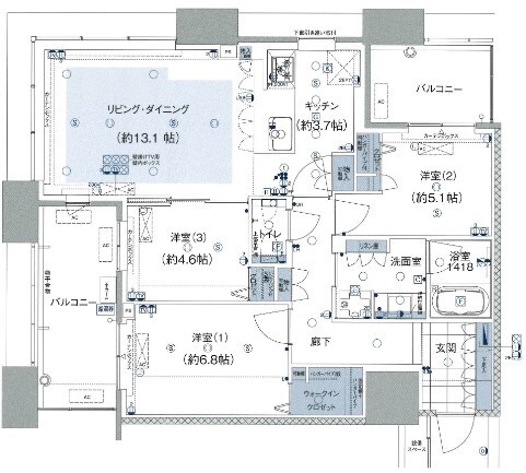 福岡市東区香椎照葉のマンションの間取り