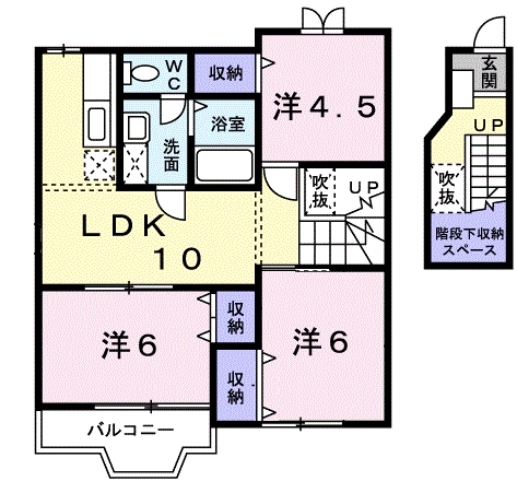 [家電付き] ロータス城ヶ上Cの間取り