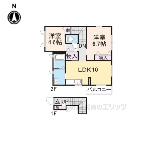 香芝市鎌田のアパートの間取り