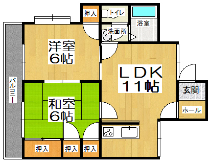 オークハイム那珂川の間取り