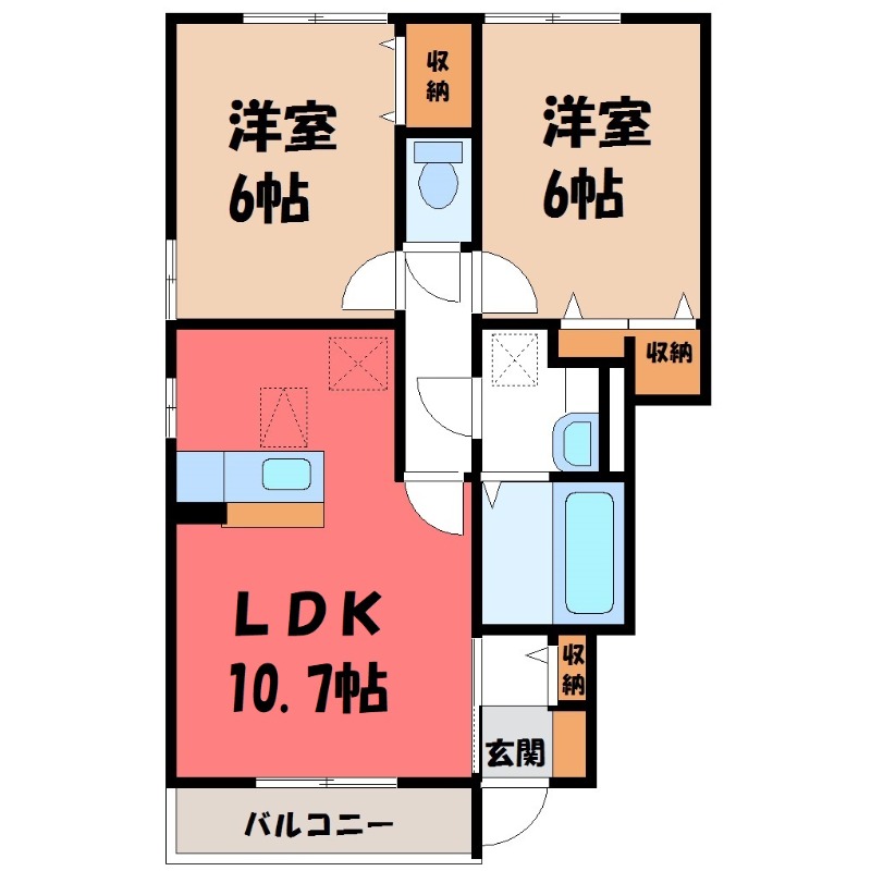 筑西市下中山のアパートの間取り