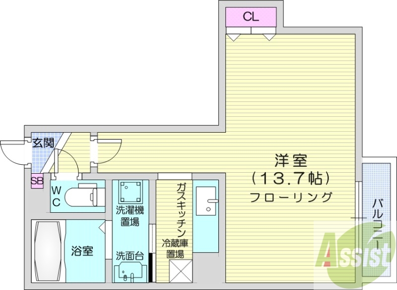 札幌市北区北二十七条西のマンションの間取り