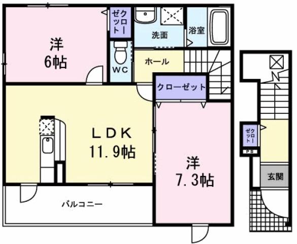 サニースクエア Aの間取り