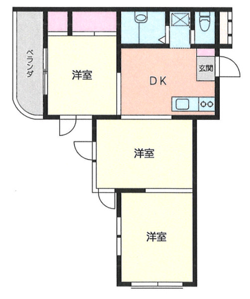 相模原市中央区清新のマンションの間取り