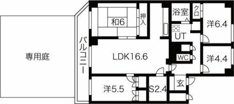 札幌市東区北二十七条東のマンションの間取り