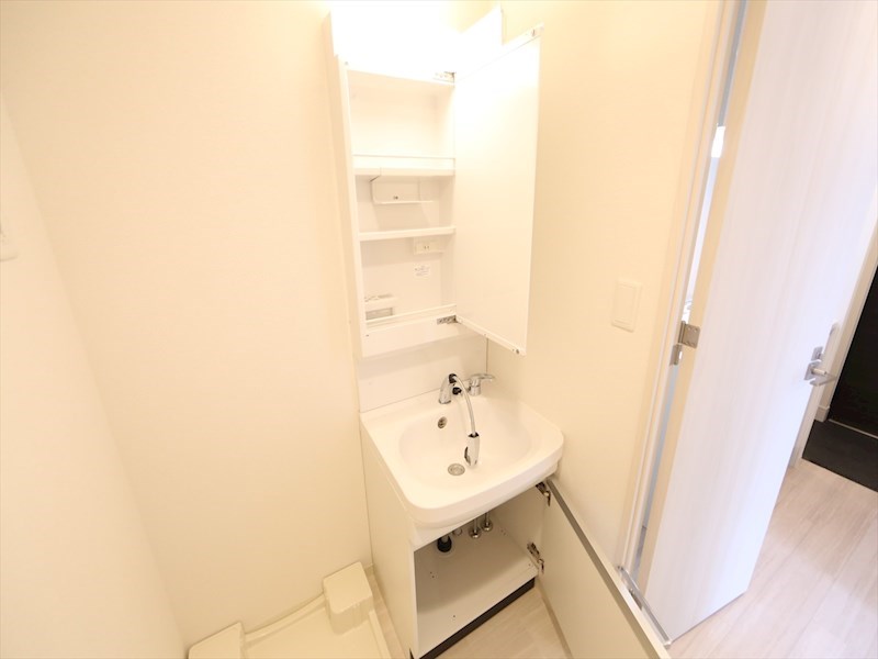 洗面設備　脱衣所　独立洗面台（シャンプードレッサー付）収納スペース有