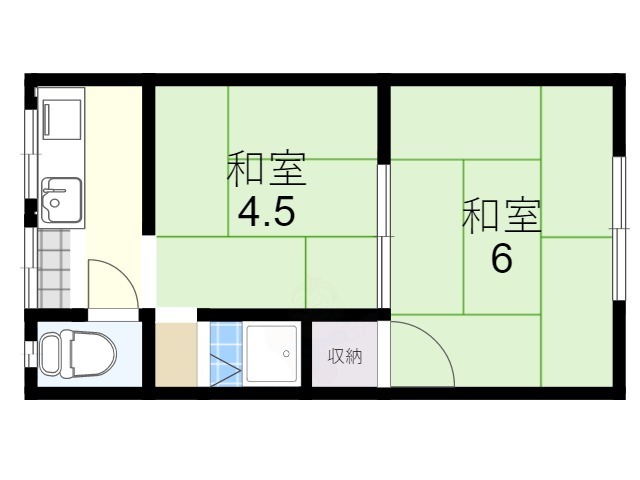 地下鉄四つ橋線 岸里駅 徒歩7分 2階建 築62年の間取り写真