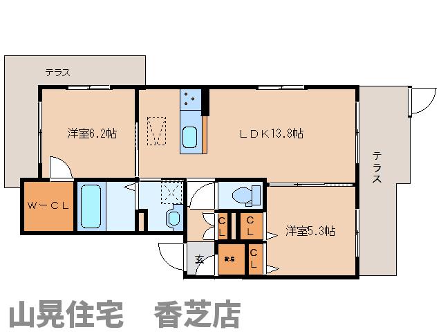 香芝市瓦口のマンションの間取り