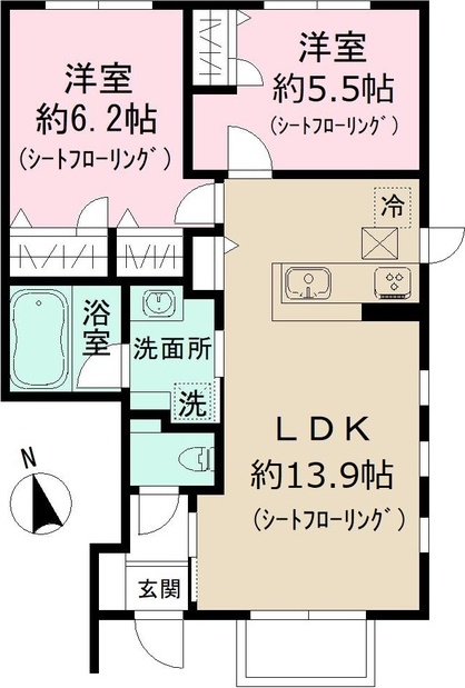 神奈川県川崎市麻生区金程２の賃貸アパートの間取り