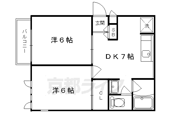 京都市上京区西東町のアパートの間取り