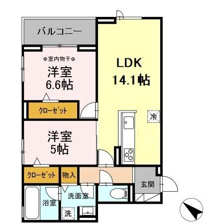 静岡市駿河区中田本町のアパートの間取り