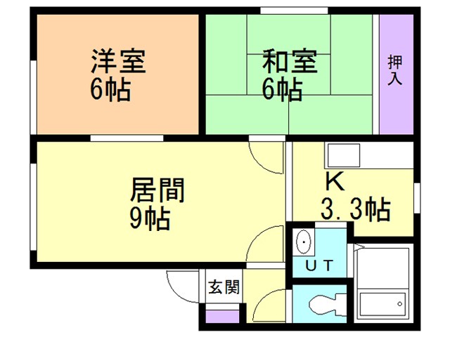 函館市柏木町のアパートの間取り