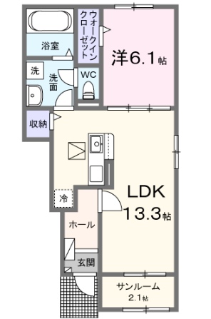 倉敷市福田町古新田のアパートの間取り