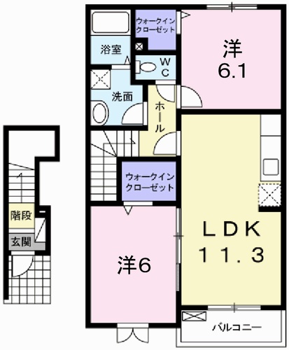 相生市汐見台のアパートの間取り