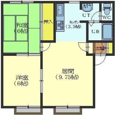 北斗市七重浜のアパートの間取り