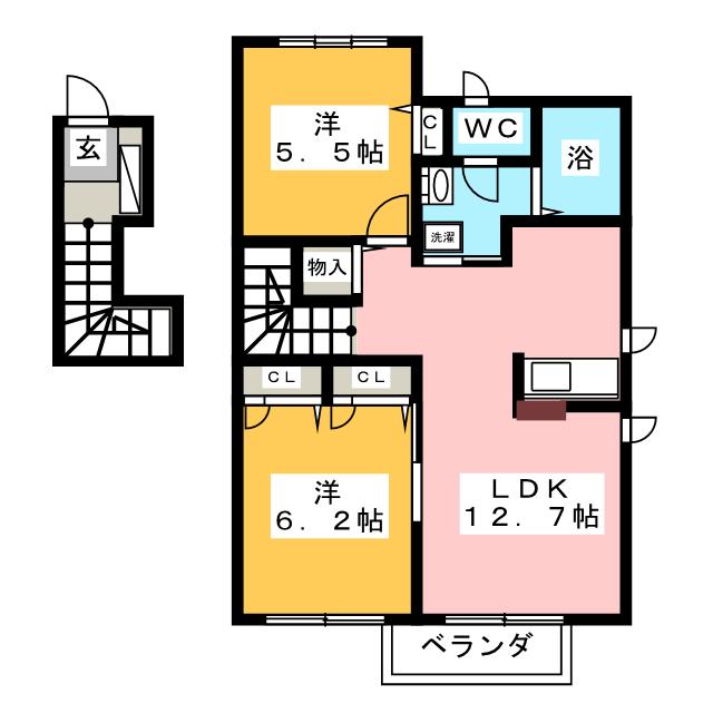 ヒュドールヒューレー　Ｂ棟の間取り