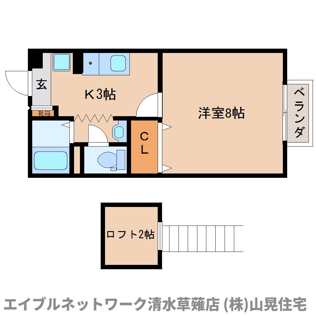 静岡市葵区瀬名川のアパートの間取り