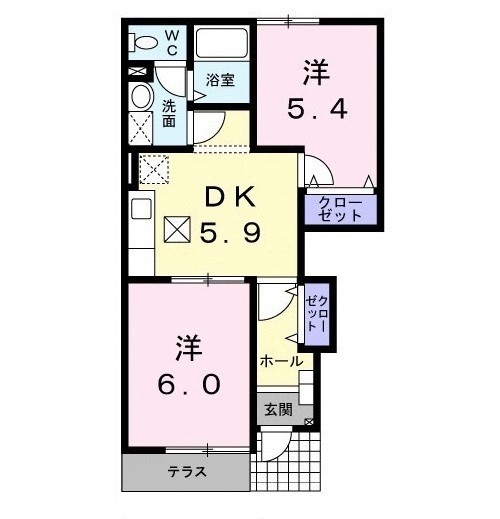 八王子市裏高尾町のアパートの間取り