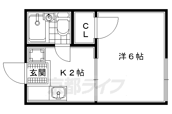 京田辺市興戸御垣内のアパートの間取り