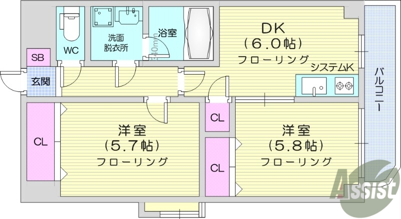 【仙台市泉区長命ケ丘のマンションの間取り】