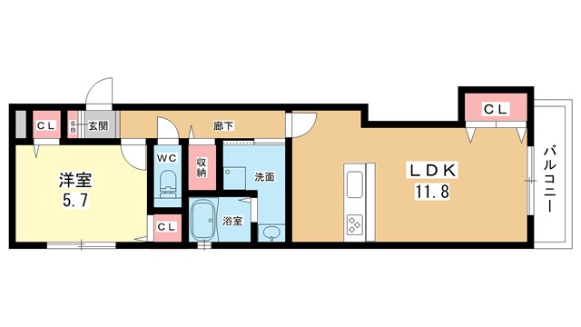 【豊中市上新田のアパートの間取り】