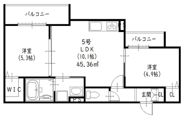 交野市私市山手のアパートの間取り