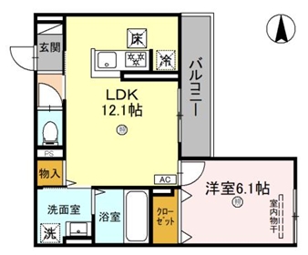 （仮称）草津市東矢倉４丁目D-ROOM　A棟の間取り