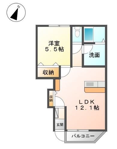 福岡市東区雁の巣のアパートの間取り