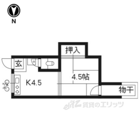 京都市左京区吉田中大路町のアパートの間取り