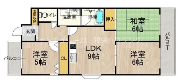 大阪府大阪市鶴見区諸口６（マンション）の賃貸物件の間取り