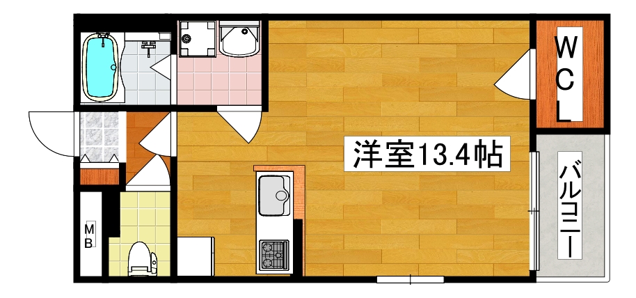 大阪市阿倍野区北畠のアパートの間取り