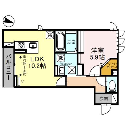 小矢部市石動町のアパートの間取り