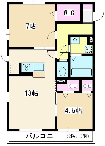 朝霞市北原のアパートの間取り