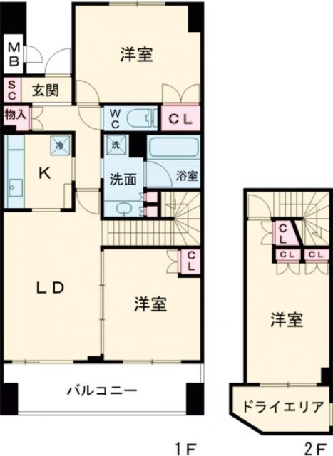 世田谷区弦巻のマンションの間取り