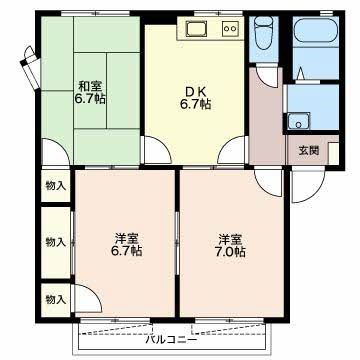 鈴鹿市稲生西のアパートの間取り