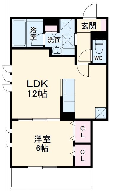 京都市右京区梅津北川町のアパートの間取り